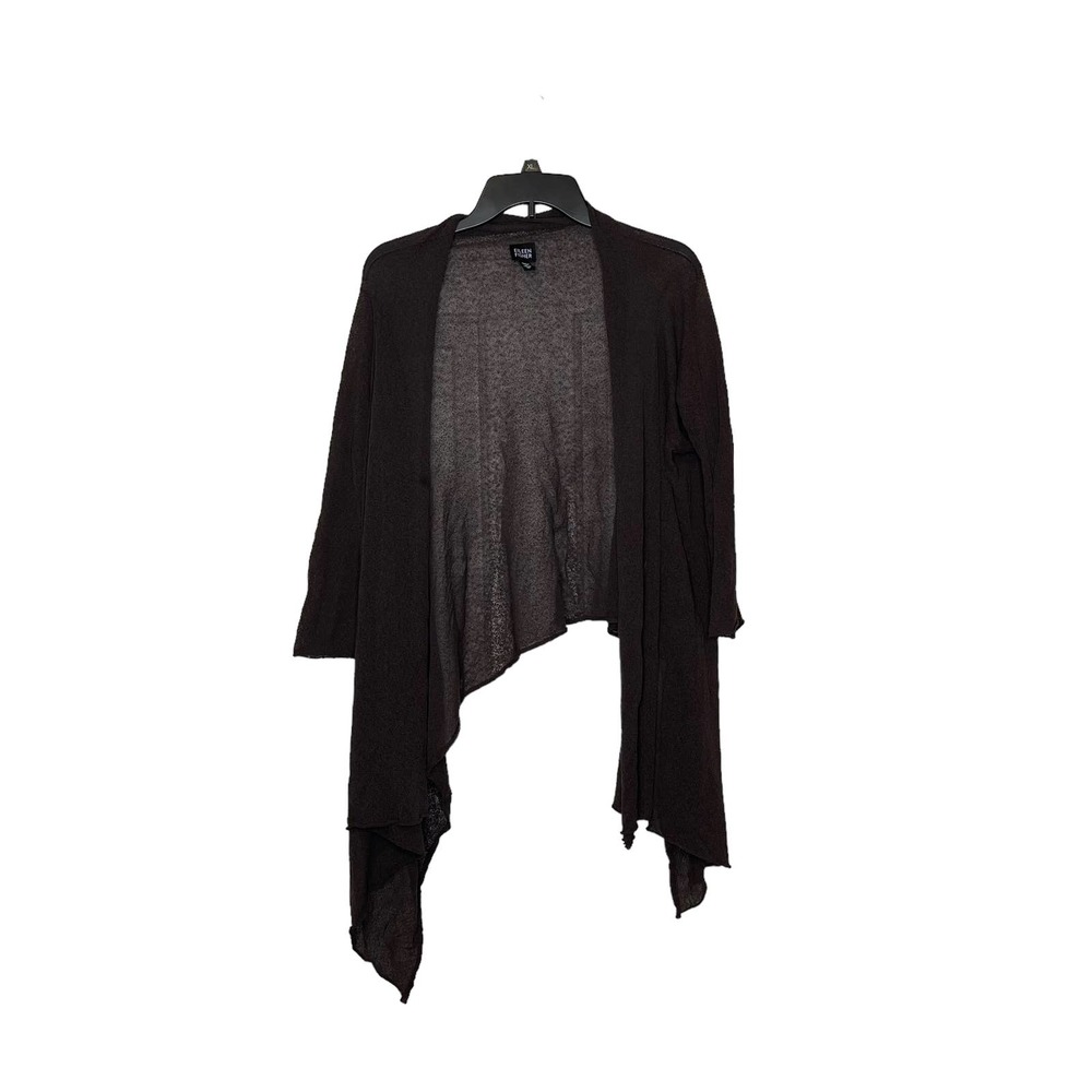 Eileen‎ Fisher Open Front Cozy Cardigan Sweater Silk Blend 3/4 Sleeve Women Med.